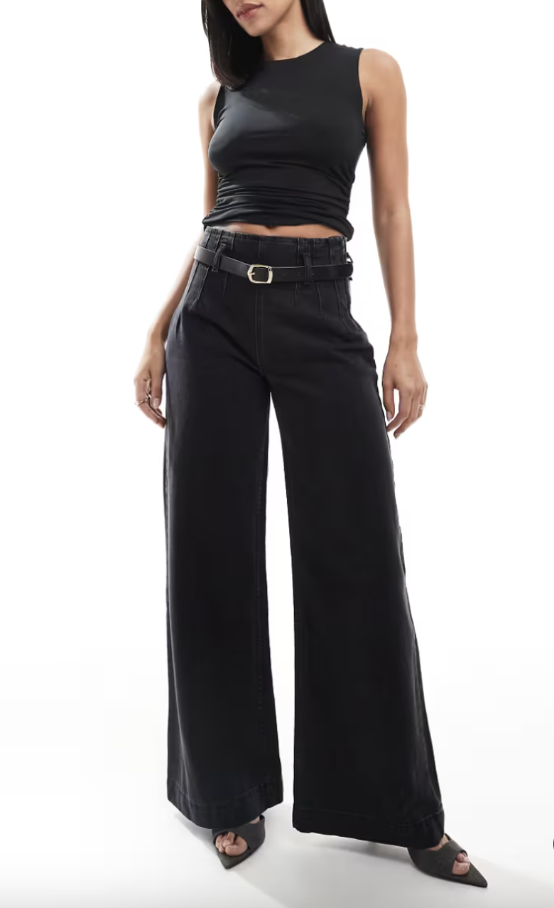 ASOS Design Wide Leg Jean with Belt